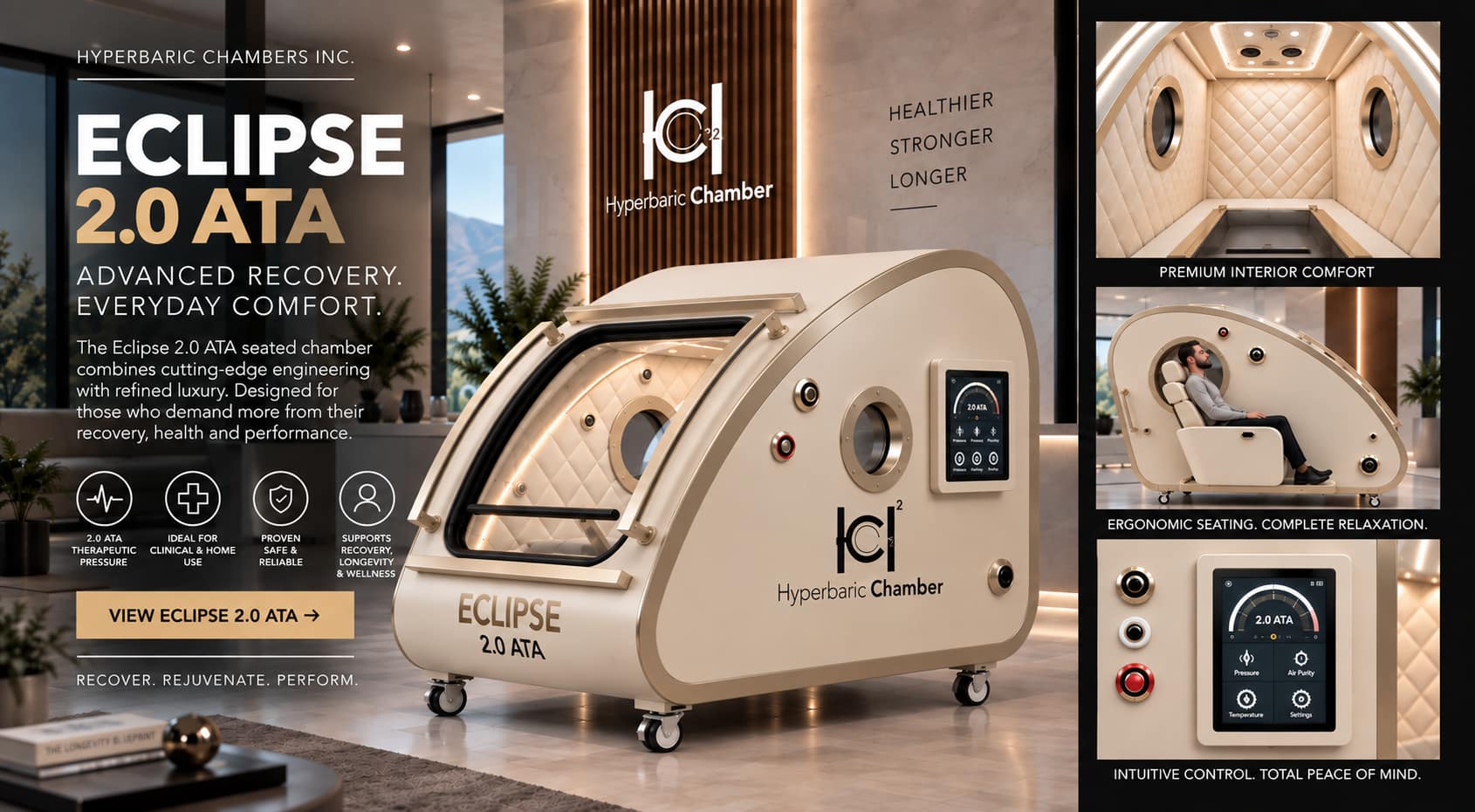 Eclipse Elite 2.0 ATA seated hard hyperbaric chamber